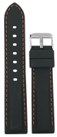 Bild von Silikon Band schwarz mit Naht orange 20-22mm