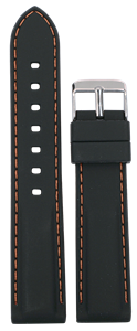 Bild von Silikon Band schwarz mit Naht orange 20-22mm