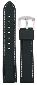 Bild von Silikon Band schwarz mit Naht weiß 20-22mm