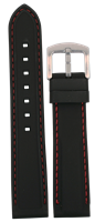 Bild von Silikon Band schwarz mit Naht rot 20-22mm