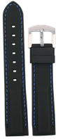 Bild von Silikon Band schwarz mit Naht blau 20-22mm