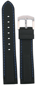 Bild von Silikon Band schwarz mit Naht blau 20-22mm