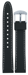 Bild von Silikon Band schwarz mit Naht weiß 18-22mm